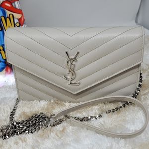 YSL CASSANDRE MATELASSE ENVELOPE CHAIN WALLET CROSSBODY